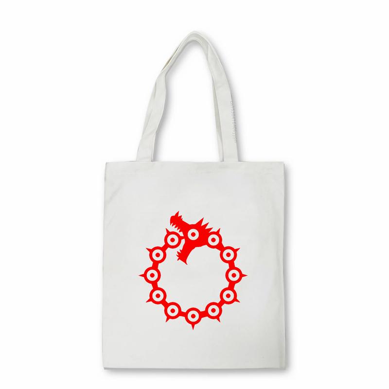 Aidegou32 Anime De Zeven Hoofdzonden Draak Print canvas tas Nanatsu geen Taizai mannen schoudertas WRATH Natuurlijke Selectie Logo Shopper tas 24*26cm