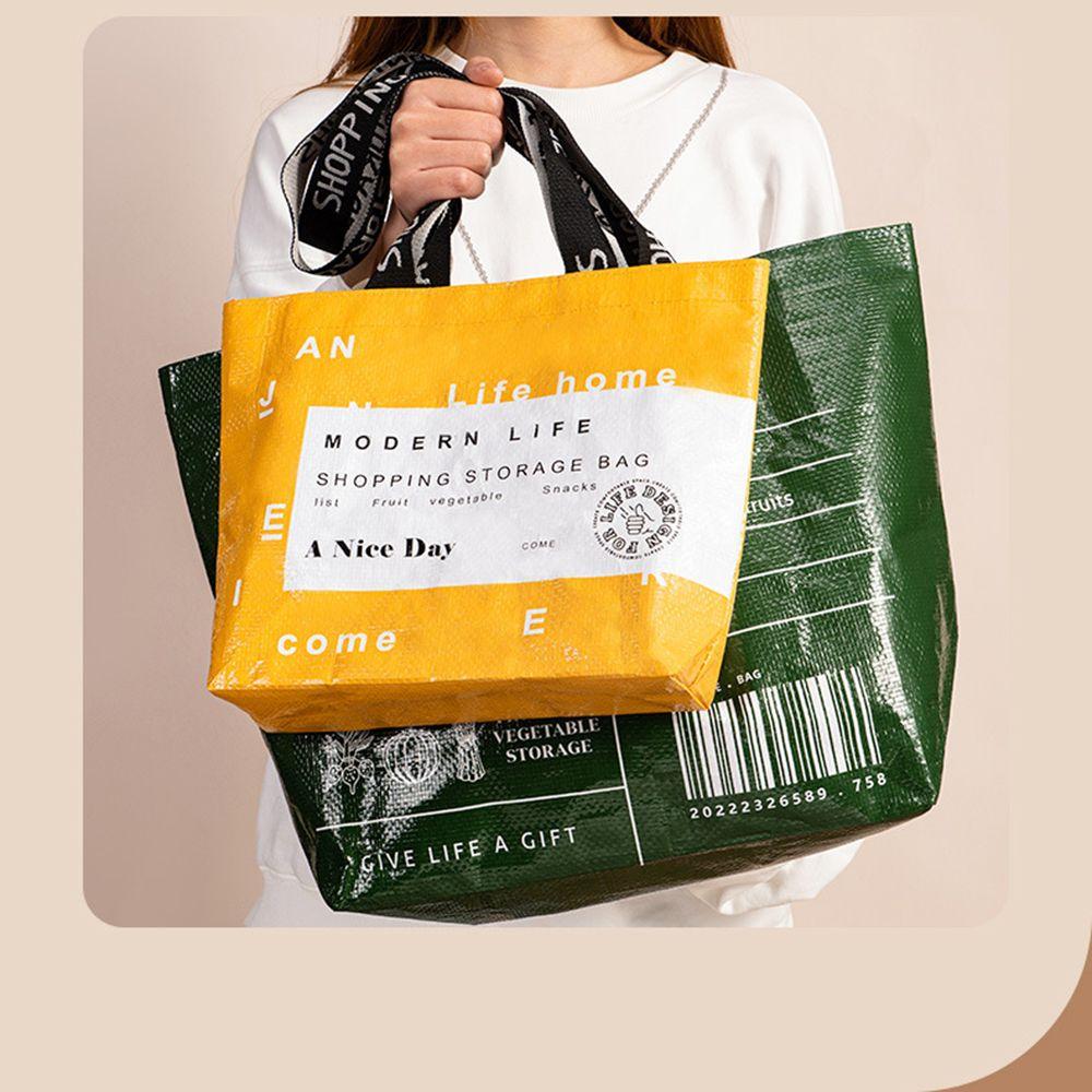 HengqiWZ Portable Shoulder Reusable Ripstop Large capacity Nylon Shopping Bag Eco-Friendly Washable Small Yellow