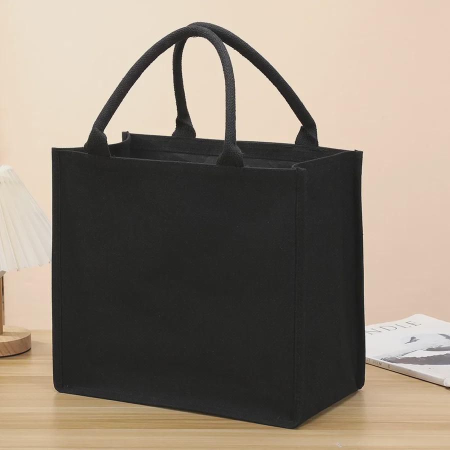 VantaGoods Zwarte Canvas Tote Handtas: Duurzaam, groot-capaciteit, 3D-ontwerp voor mannen en vrouwen