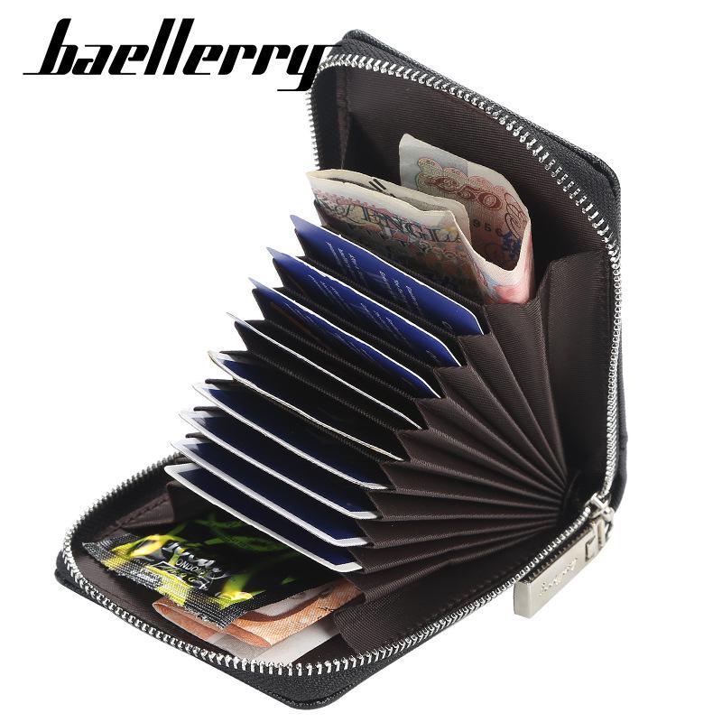 Baellerry Heren Kaarthouder Zip Type Portemonnee Mode PU Lederen Portefeuilles Visitekaarthouder 11cm*8cm*2cm koffie