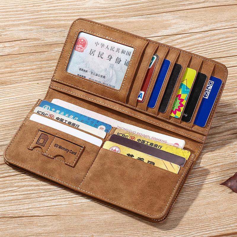 YAO JING Heren Creditcard Flip Mode Heren Vintage Retro Portemonnees Portemonnee Multifunctionele Billfold Kaarthouders Geldzakken voor heren bruin