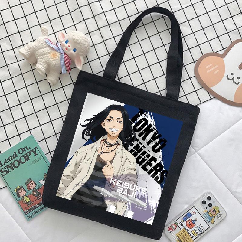 Aidegou19 Tokyo Revengers Shopper met Anime Canvas Tas Harajuku Grote Capaciteit Dames Y2k Vintage Schoudertassen Dames Punk Tote Bags 31*36cm