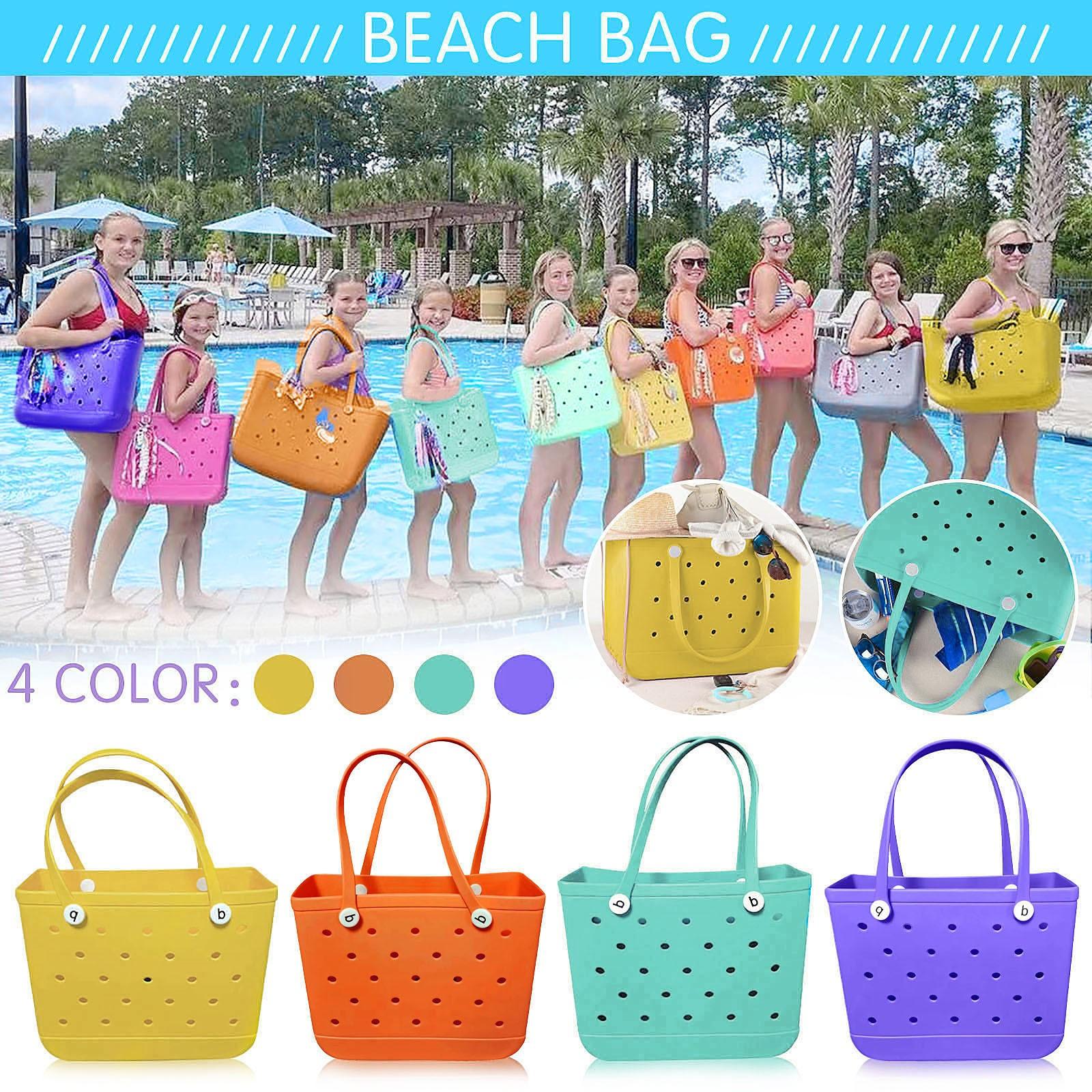 Linglong Middelgrote rubberen strandtassen Waterdicht zanddicht Outdoor EVA Draagbare reistassen Wasbare draagtas voor strand, sport, markt One Size oranje