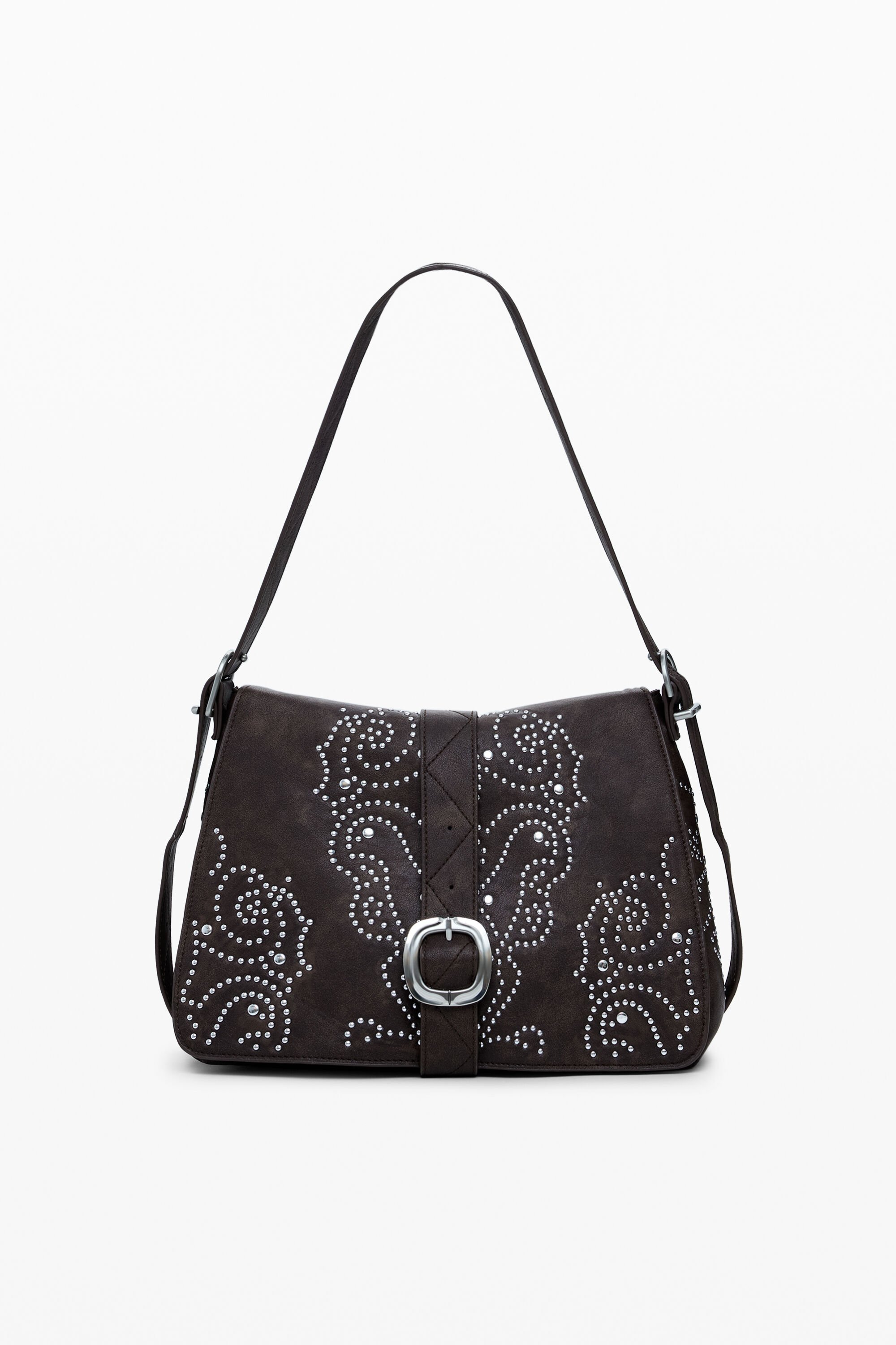 Desigual Medium faux leather buckle bag - BROWN