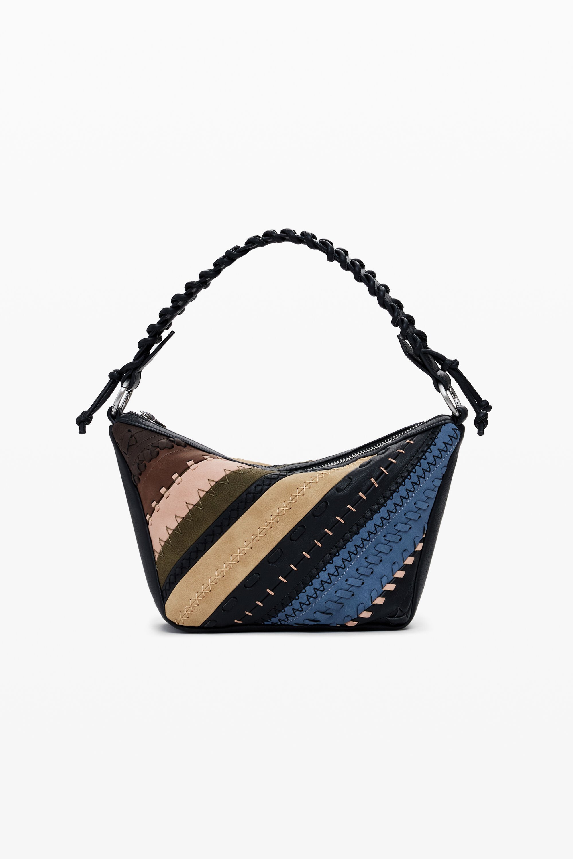 Desigual Middelgrote patchwork-schoudertas - BROWN