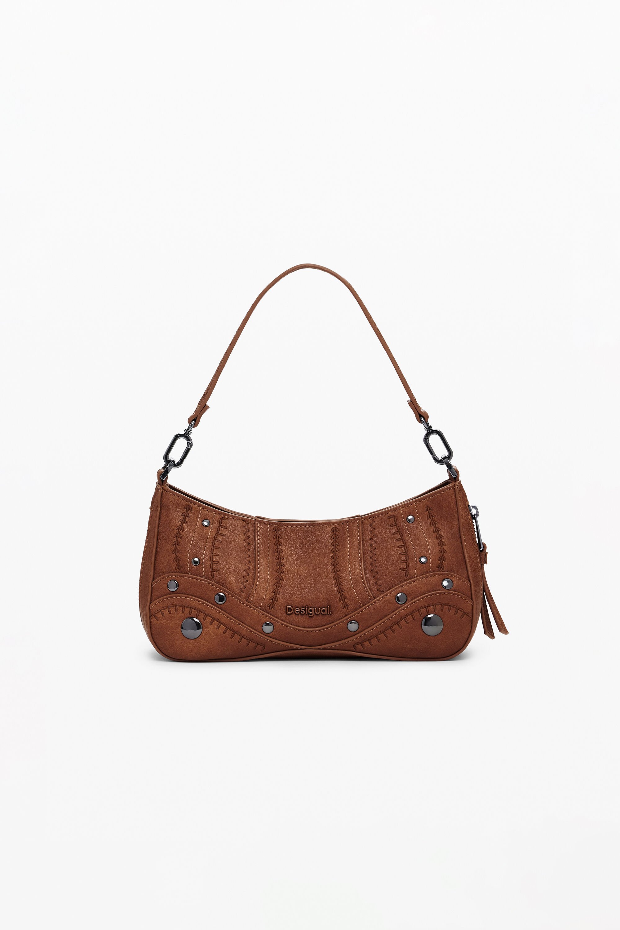 Desigual Kleine tas met borduursels in leerlook - BROWN