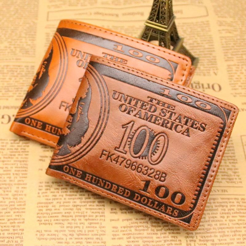 YuTao Funny 029 Hoge kwaliteit PU-leer herenportemonnee Mode Dollar Prijs Korte portemonnee Casual clutch Geldtas Creditcardhouder donkere koffiekleur
