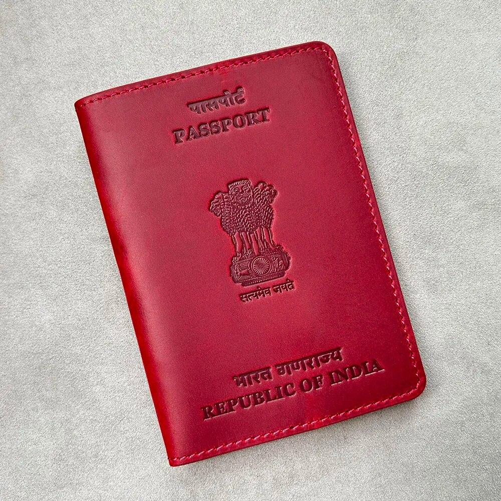 Rose Bag 100% echt leer India paspoorthoes Crazy Horse paspoort portemonnee voor Indiaas fotohoesje voor paspoort blauw