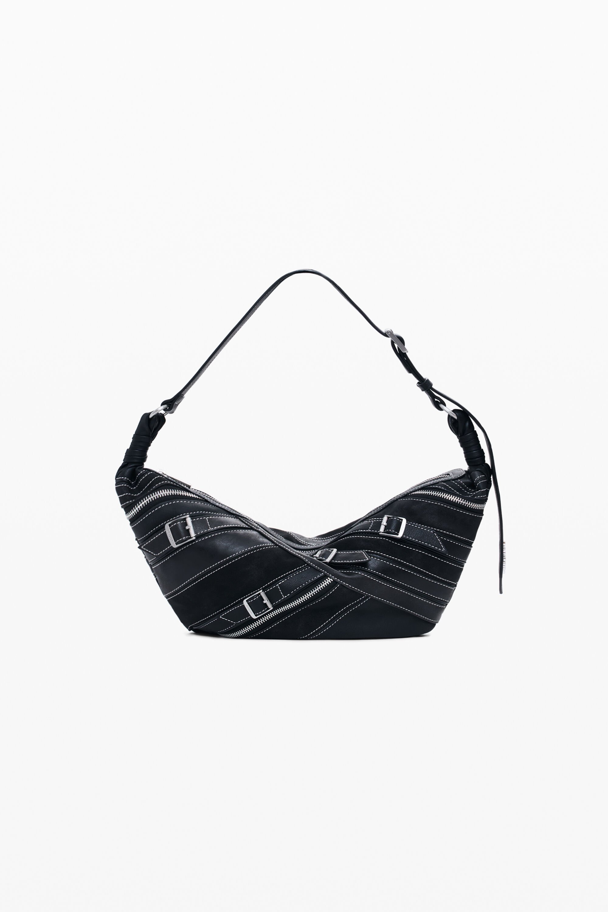 Desigual Kleine tas met leerlook en gespen - BLACK