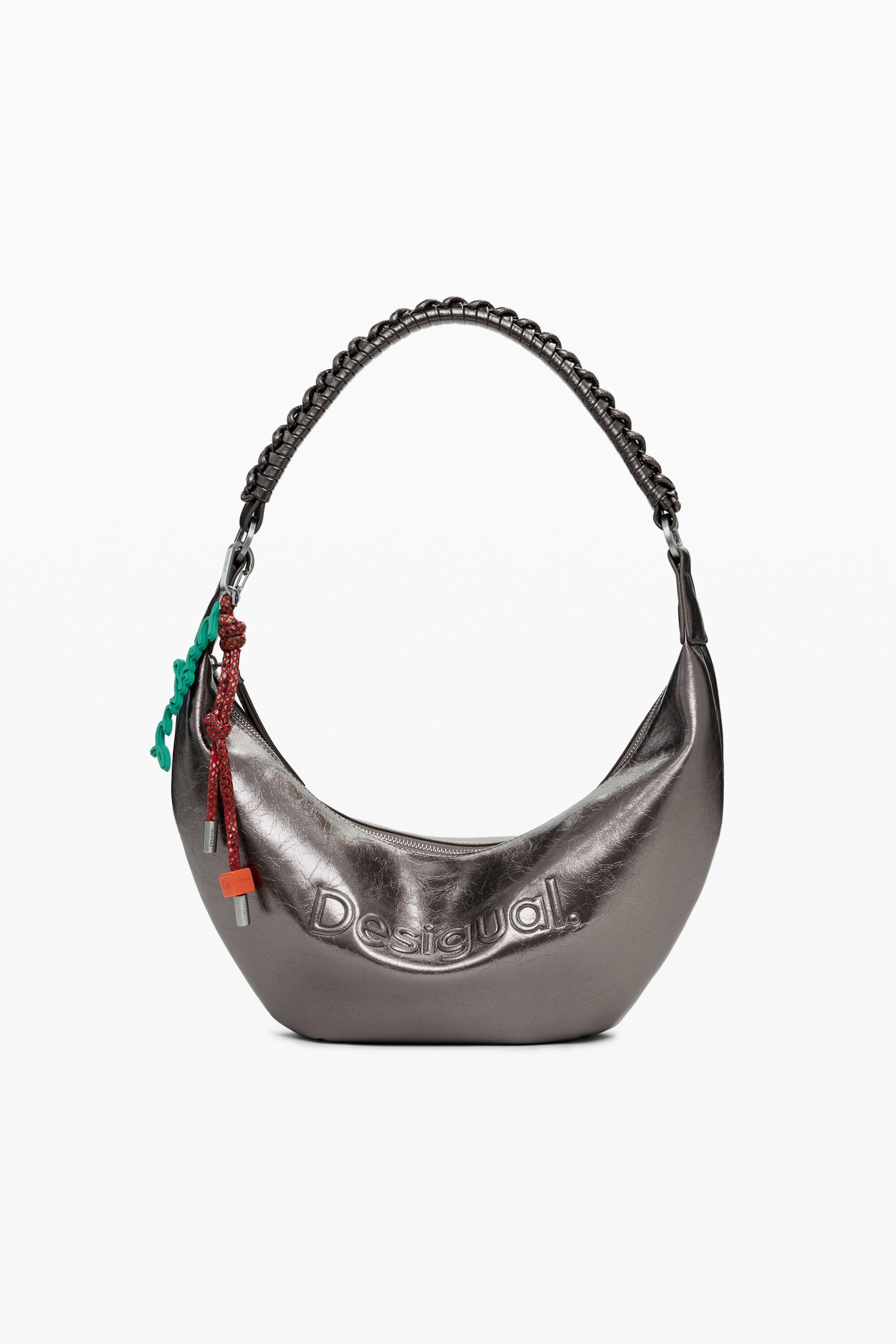 Desigual Middelgrote metallic schoudertas met 3D-logo - MATERIAL FINISHES