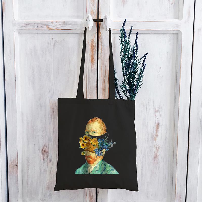 Aidegou2 Van Gogh Boodschappentas Meisjes Harajuku Tote Bag Vrouwen Schoudertas Ulzzang Grappige Grote Tote Bag Student Canvas Tas Grafisch 24*26cm