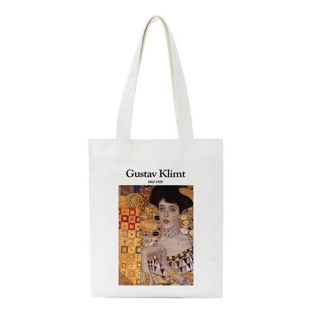 Aidegou17 Gustav Klimt tas nieuwe shopper tas casual Harajuku hoge capaciteit canvas tas kunst brief leuke mode Vintage vrouwen schoudertassen 24*26cm