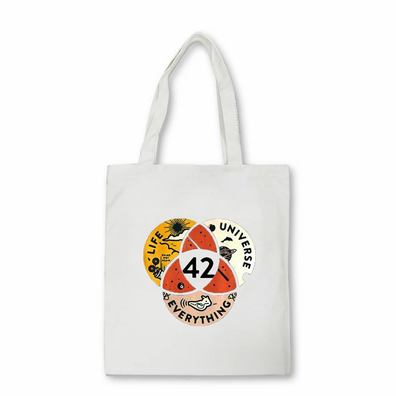 Aidegou17 42 Het antwoord op het leven Het universum en alles Douglas Adams canvas tas Unisex schoudertas Eco handtas Tote tas Shopper tas 34*42cm wit