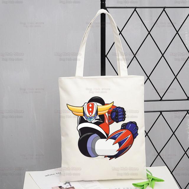Aidegou19 Goldorak Nostalgie Boodschappentas Shopper Grendizer UFO Space Robot Eco Canvas Goldrake Bolsas De Tela Tas Herbruikbare Sacolas 24*26cm