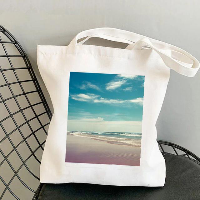 Aidegou20 2021 Shopper De Grote Kanagawa Thee Gedrukt Draagtas Vrouwen Harajuku Shopper Handtas Meisje Schouder Boodschappentas Dame Canvas Tas 24*26cm