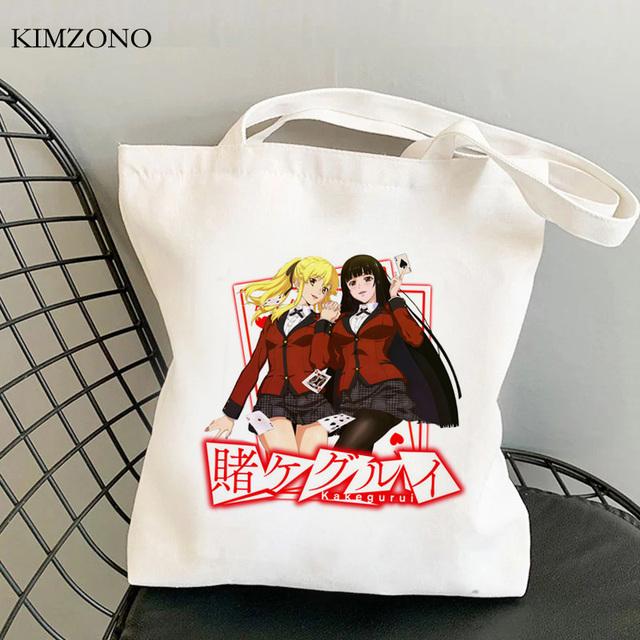 Aidegou2 Kakegurui boodschappentas katoenen shopper bolso handtas eco bolsa tas jute netzak tissu 24*26cm