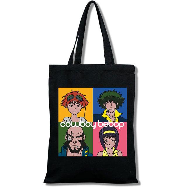 Aidegou32 Meisjes Japanse Anime Print Canvas Boodschappentas Cowboy Bebop Spike Draagtas Casual Mode 24*26cm