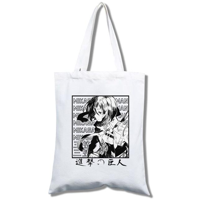 Aidegou32 Anime Aanval op Titan Eren Yeager Canvas Tas voor Vrouwen Grappige Boodschappentas Ulzzang Milieuvriendelijke Grote Capaciteit 24*26cm