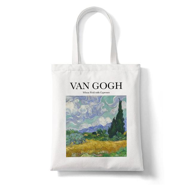 Aidegou17 Van Gogh Schilderij Shopper Tas Harajuku Vrouwen Boodschappentas Canvas Shopper Tas Meisjes Tote Tas Schouder Dames Tas 25*30cm