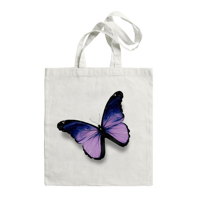 Aidegou17 Vintage Eco draagtas voor dames Canvas tas Shopper tas Grote capaciteit boodschappentas Vlinder Grafisch ontwerp draagtas voor school 24*26cm