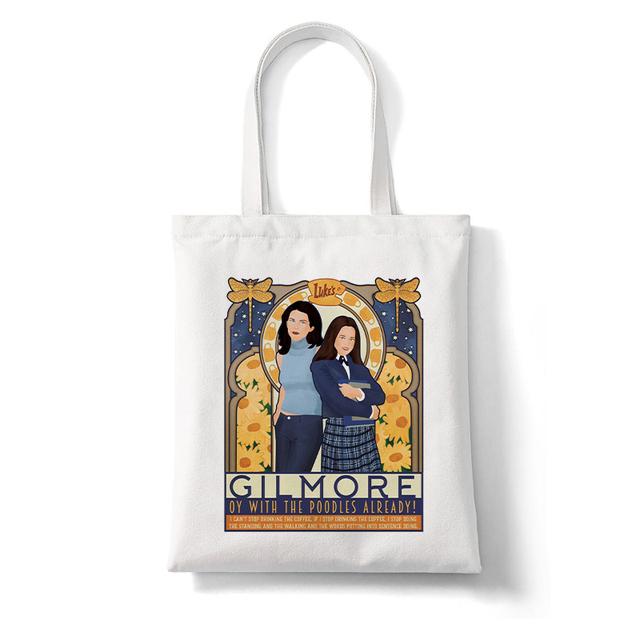Aidegou15 Gilmore Girls Luke's Printed Shopper Tote Bag Dames Harajuku Shopper Grote Handtas Schoudertassen Canvas Tas Strandtassen 24*26cm