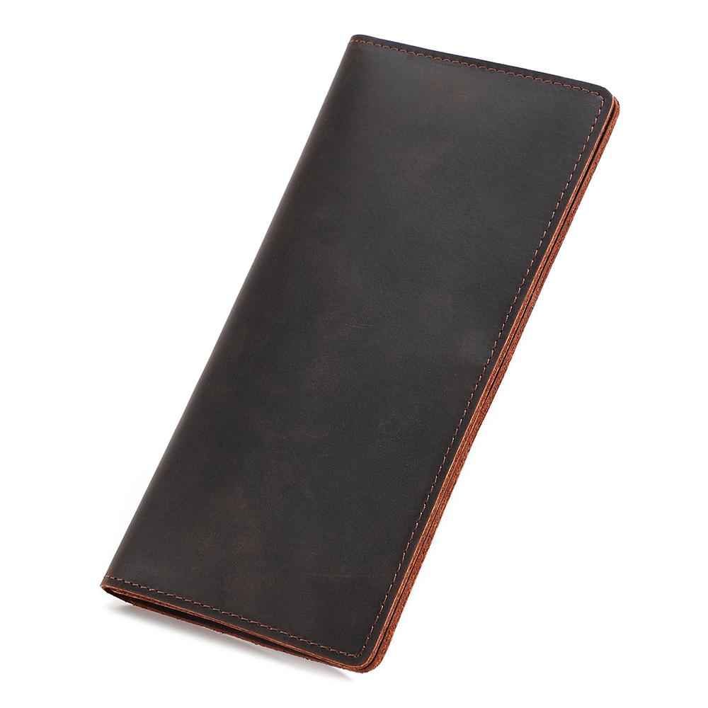 Niubest Retro Crazy Horse lederen portemonnee voor heren, lange handtas voor dames, kaarttas, koeienhuid ID-houder, creditcardportemonnee koffie