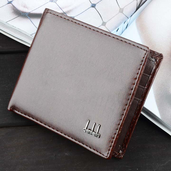 ZHAO FAN-Electronic Portemonnee van synthetisch leer voor heren, geldzakken, creditcardhouder, portemonnee bruin
