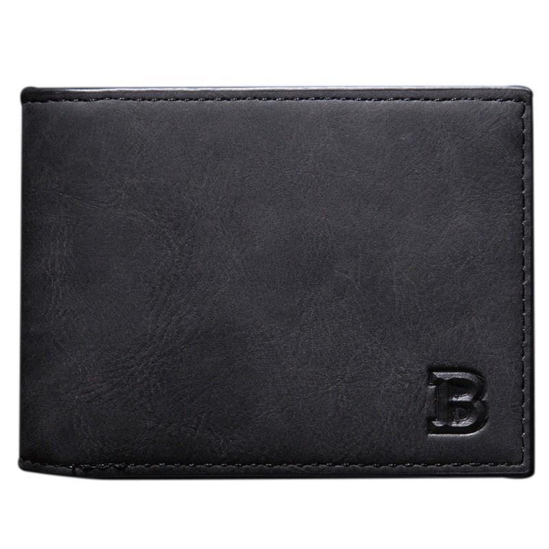 BOOSKU Vintage PU lederen korte portemonnees mannelijke casual dunne kaarthouder portemonnee portemonnees cadeau