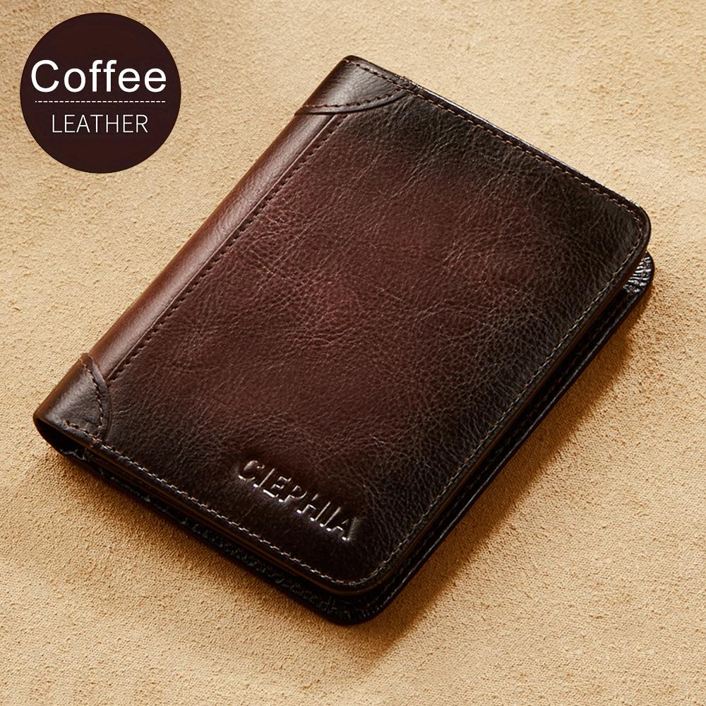 Leather Fashion Bags Nieuwe lederen Rfid Bifold-portemonnees voor mannen Vintage slanke korte creditcardhouder Geldclips Geef geschenken voor hem koffie