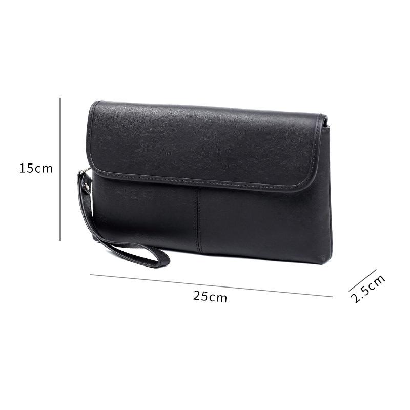 VIA ROMA Echt leer Echt leer Heren Clutch Bag Eenvoudige Heren Clutch Bag Horizontale Casual Envelop Toplaag Koeienhuid Heren Clutch Bag zwart