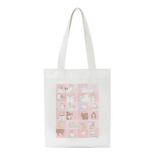 Aidegou2 Hip Hop Schoudertas Kat Schilderen Vrouwelijke Handtassen Canvas Boodschappentas Shopper Tassen Gothic Harajuku Esthetische Schilderen Handtassen 29*32cm