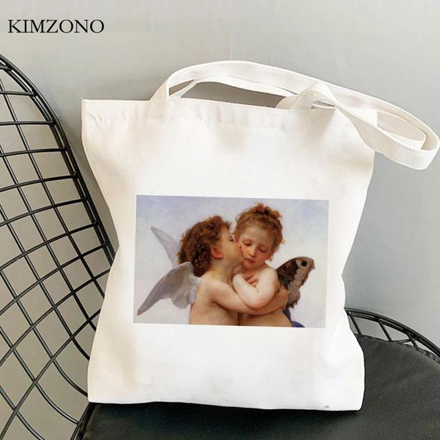 Aidegou17 Angel boodschappentas recycle tas tote bolso bolsa tas string bolsas ecologicas geweven sacola grab 24*26cm