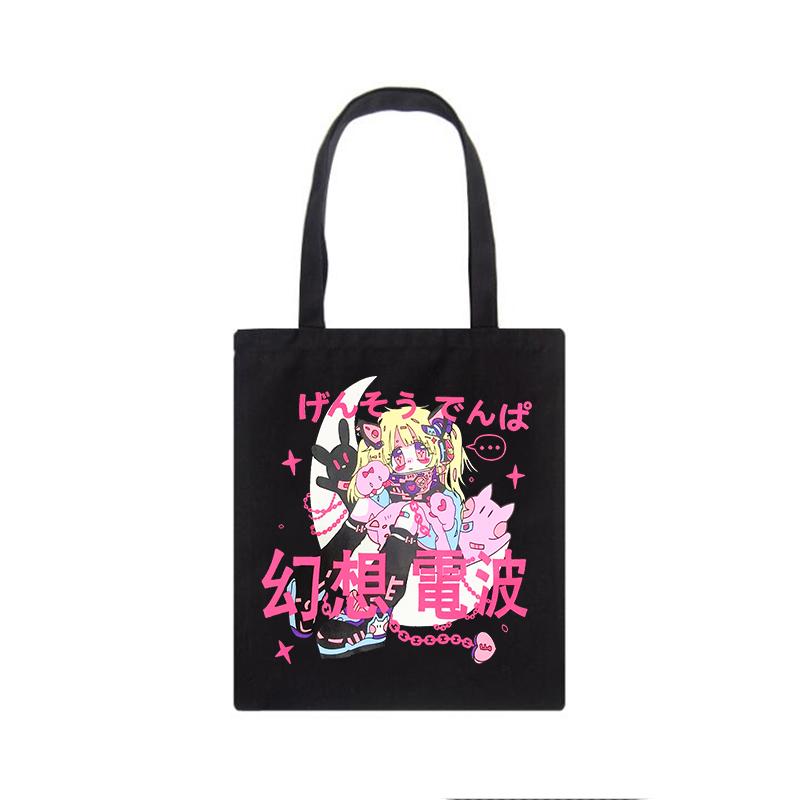 Aidegou17 Lief meisje kawaii Harajuku kpop vrouwen schoudertas Ulzzang casual retro canvas tas cartoon grote capaciteit anime y2k shopper tas 24*26cm
