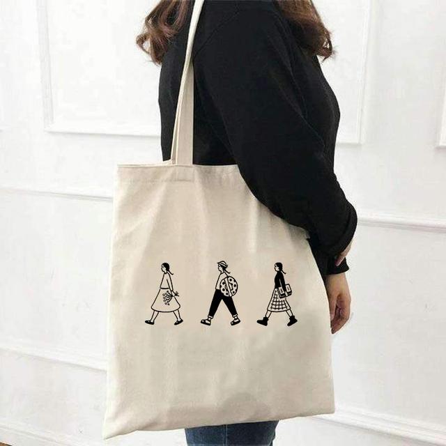 Aidegou20 Grappige Canvas Grafische Tote Bag Herbruikbare Boodschappentas Schoudertas voor Vrouwen 2021 Vrouwelijke Strand Shopper Handtassen Grote Capaciteit 25*30cm