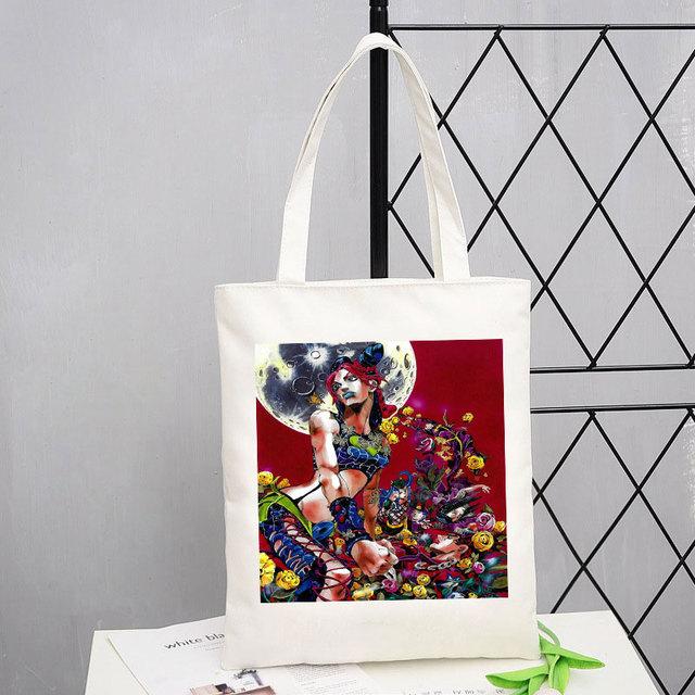 Aidegou20 jojo Bizarre Adventure Print Boodschappentas Shopper Dames Canvas Tote Bags Bedrukking Eco Schoudertassen Winkelwagen Boodschappentas 24*26cm