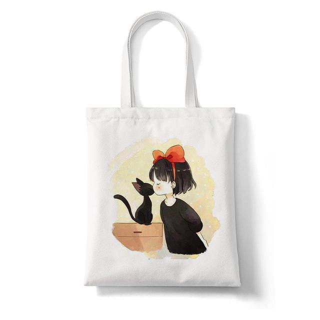 Iaidegou-9 Vrouwen Boodschappentas Kiki'S Bezorgservice Totoro Studio Anime Grote Handtas Canvas Tas Shopper Tas Cartoon Tote Bag Schoudertassen 29*32cm