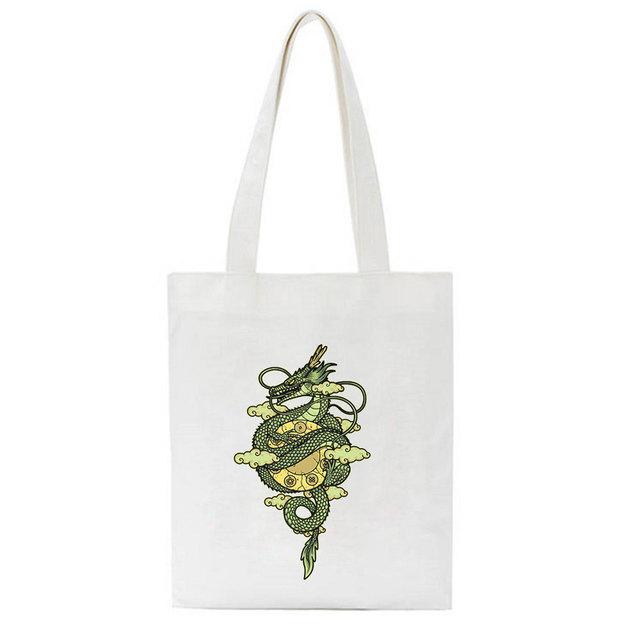 Aidegou19 Zomer nieuwe Dragon Print vintage Schouder Canvas Tassen Casual Grote capaciteit ins Hip Hop Tote Cartoon Harajuku Punk Vrouwen Tas 24*26cm