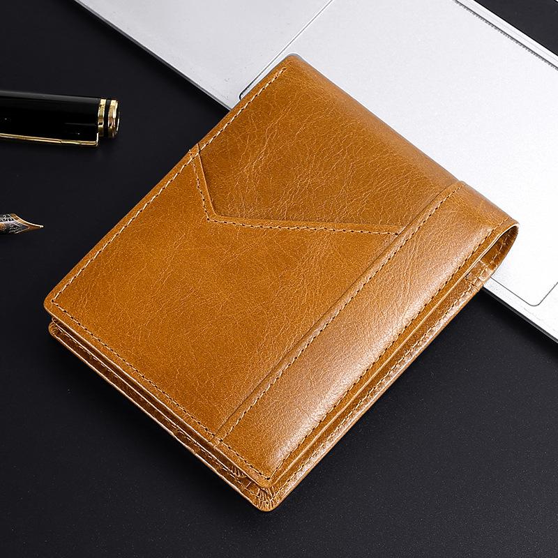 Niubest Mode Zakelijke Heren Portefeuilles Slanke Creditcardhouder RFID Olie Wax Echt Leer Koeienhuid Portefeuilles Heren Accessoires 11*2*8.5cm kaki