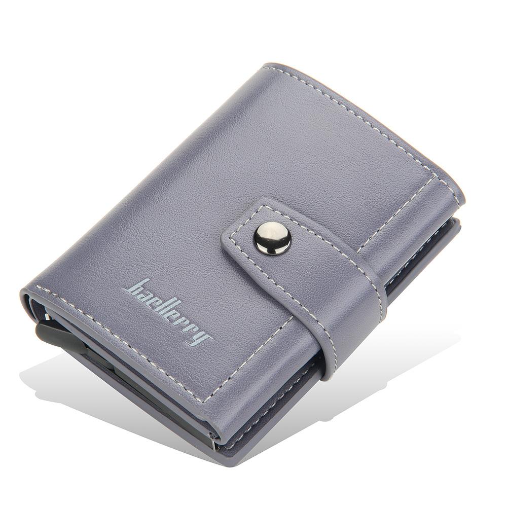 Wilicosh Men and Women Short Trifold Wallet Aluminum Rfid Blocking Card Holder Hasp Slim Pop Up Card Case lichtgrijze kleur