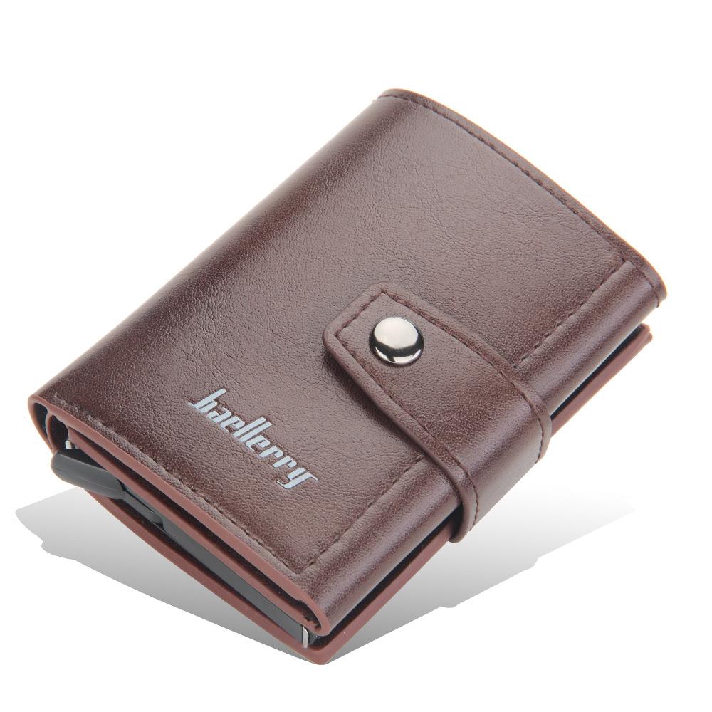 Wilicosh Men and Women Short Trifold Wallet Aluminum Rfid Blocking Card Holder Hasp Slim Pop Up Card Case koffie