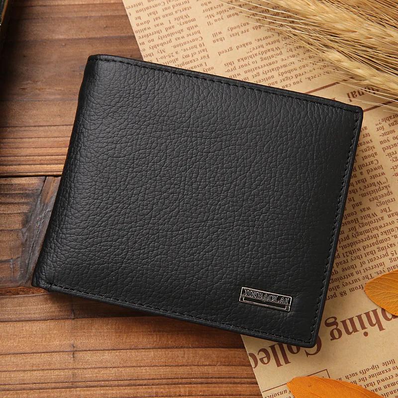 Best Fashion Pavilion 100% Echt Lederen Heren Portemonnees Premium Product Echt Koeienhuid Portemonnees voor Mannen Kort Zwart Walet Portefeuille Homme zwart