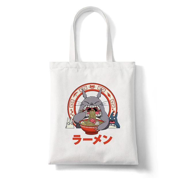 Aidegou15 Totoro Studio Ghibli Miyazaki Hayao Shopper Bag Anime Tassen Cartoon Print Boodschappentassen Eco Canvas Draagtas Pacakge Strandhandtas 29*32cm
