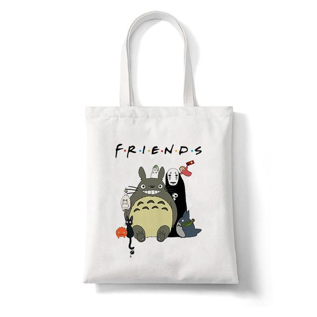 Aidegou15 Totoro Studio Ghibli Miyazaki Hayao Shopper Bag Anime Tassen Cartoon Print Boodschappentassen Eco Canvas Draagtas Pacakge Strandhandtas 31*36cm