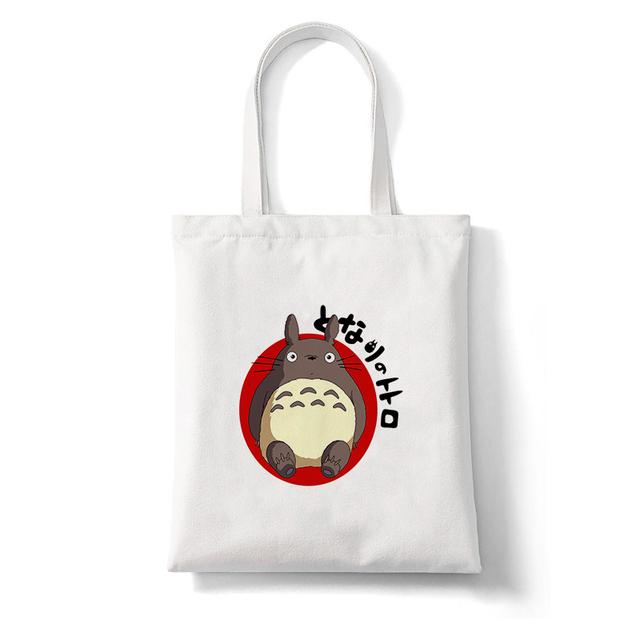 Aidegou15 Totoro Studio Ghibli Miyazaki Hayao Shopper Bag Anime Tassen Cartoon Print Boodschappentassen Eco Canvas Draagtas Pacakge Strandhandtas 34*42cm