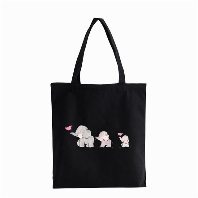 Aidegou20 Schattige dierenserie Olifant Cartoon Eend Print Vrouwen Handtas Casual Tote Boodschappentas Grote Capaciteit Canvas Tas Bolsas 24*26cm