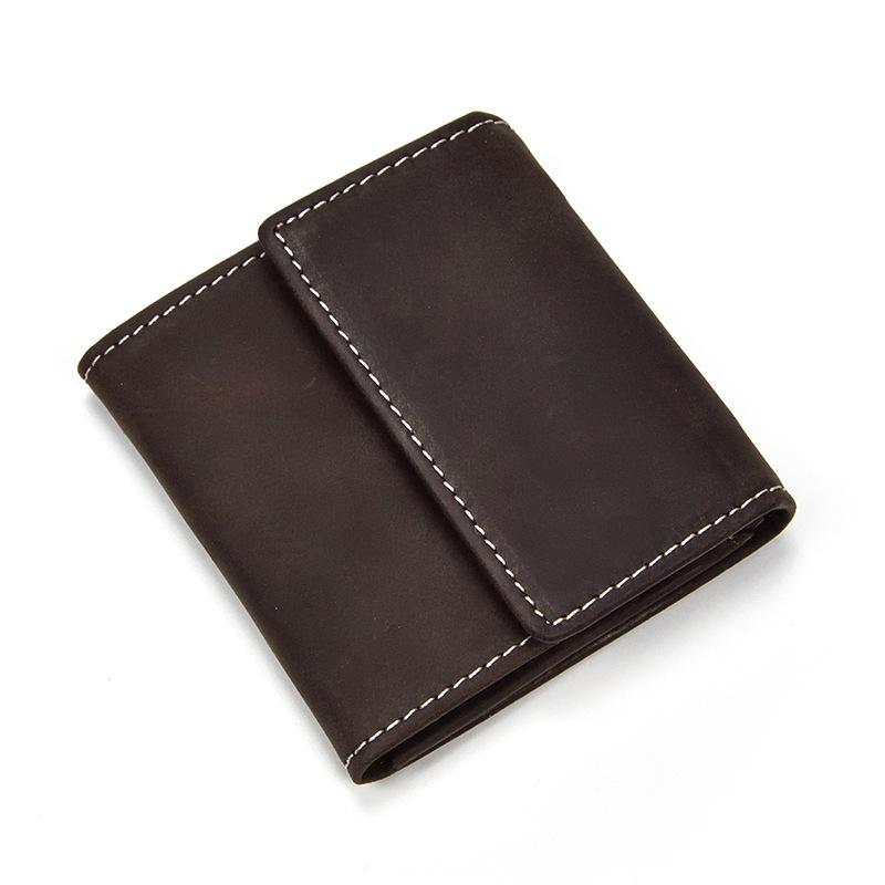 Niubest Heren portemonnee van toplaag koeienhuid Crazy Horse lederen retro korte portemonnee ID-houder creditcardtas koffie