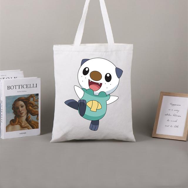 Aidegou20 Pokemon schoudertas van canvas voor dames Zachte milieuopslag Herbruikbare meisjes Grote shopper Tas Casual Satchel Dames 24*26cm
