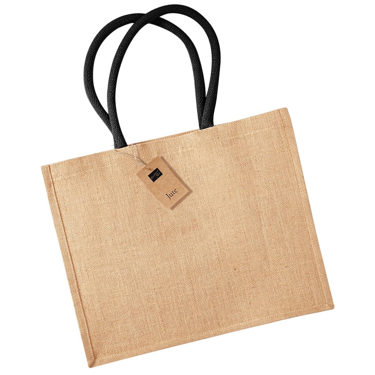 Westford Mill klassieke jute shopper One Size zwart