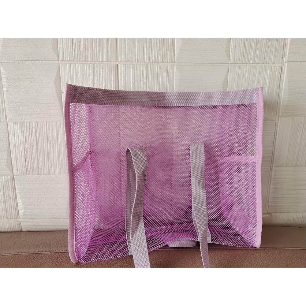 CC TOY Leuke grote multifunctionele mesh ademende tas voor vrije tijd, opbergtas met grote capaciteit, boodschappentas, thuisorganizer paars