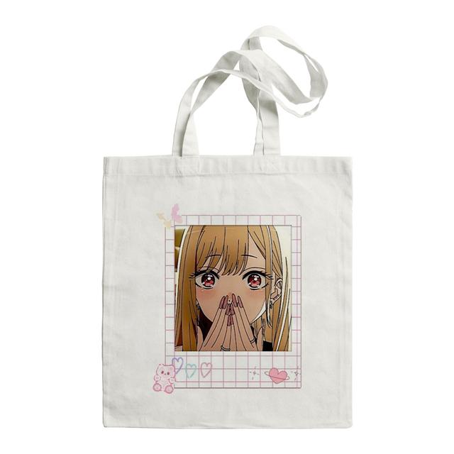 Aidegou15 Kawaii Marin Anime My Dress-Up Darling Draagtas Opvouwbare Boodschappentas Vrouwen Winkelen Handtassen Shopper Leuke Gedrukte Winkeltas 24*26cm